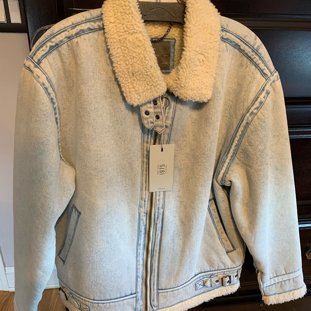 Zara denim sherpa jacket